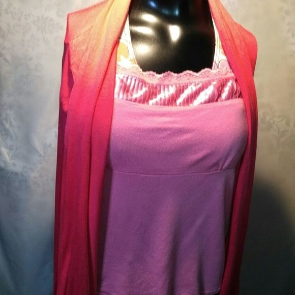 Flowing samon colored wraparound summer sweater - Picture 9 of 11